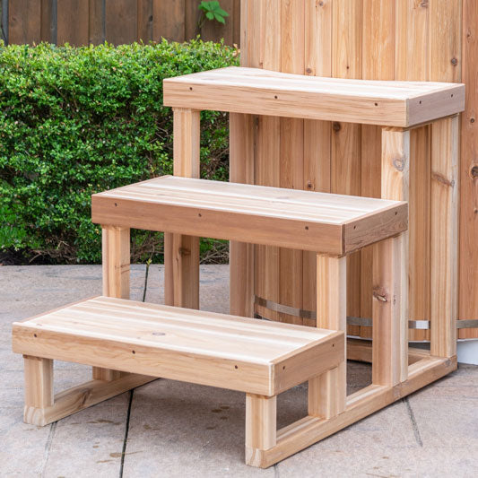 LeisureCraft Canadian Timber 3 Tier Steps for Cold Plunge