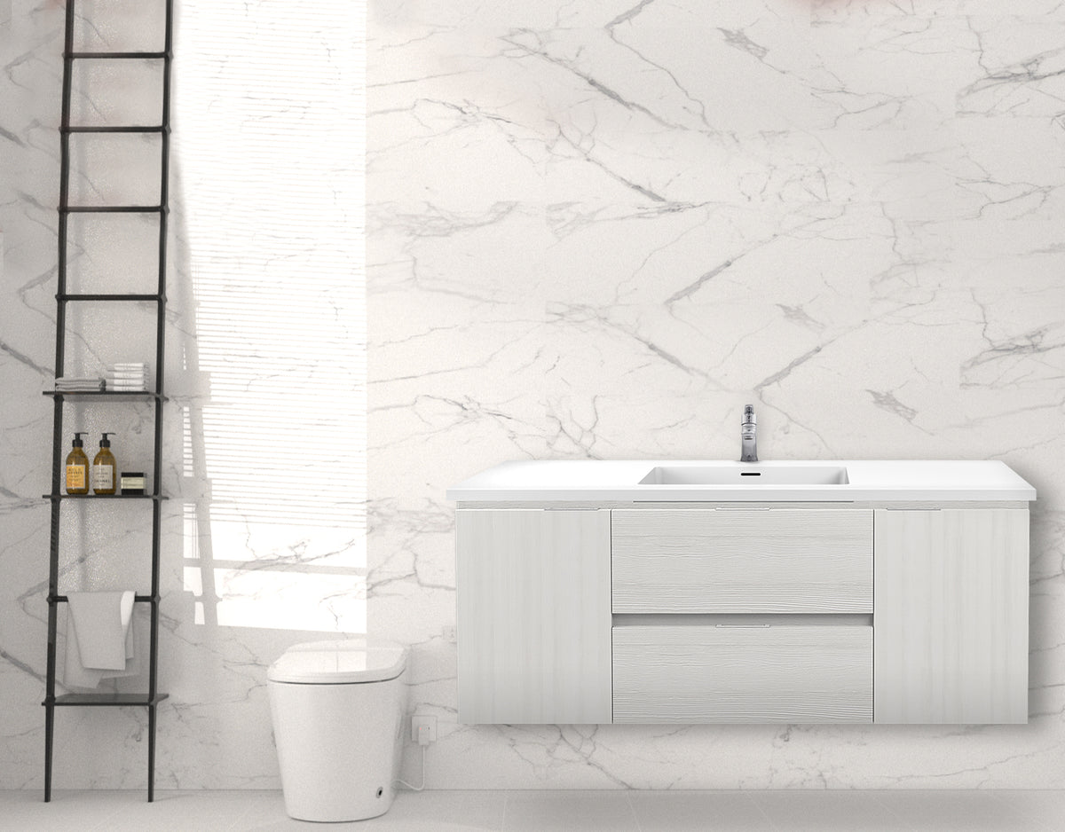 ANZZI Conques 48 in W x 20 in H x 18 in D Bath Vanity in Rich White with Cultured Marble Vanity Top in White with White Basin