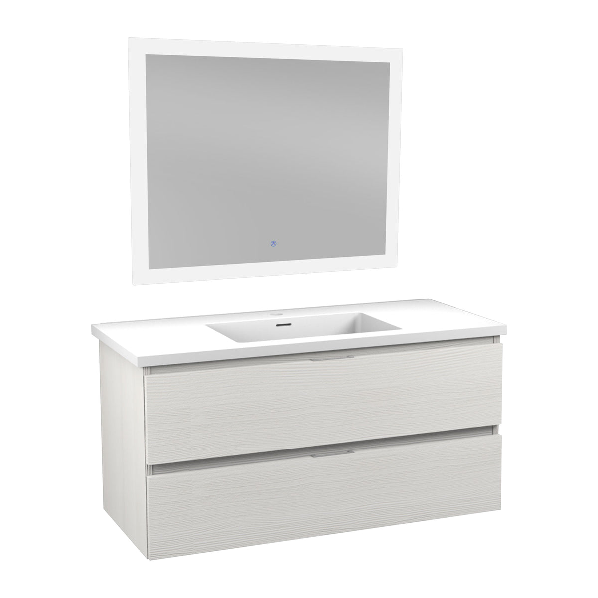 ANZZI Conques 39 in W x 20 in H x 18 in D Bath Vanity in Rich White with Cultured Marble Vanity Top in White with White Basin &amp; Mirror