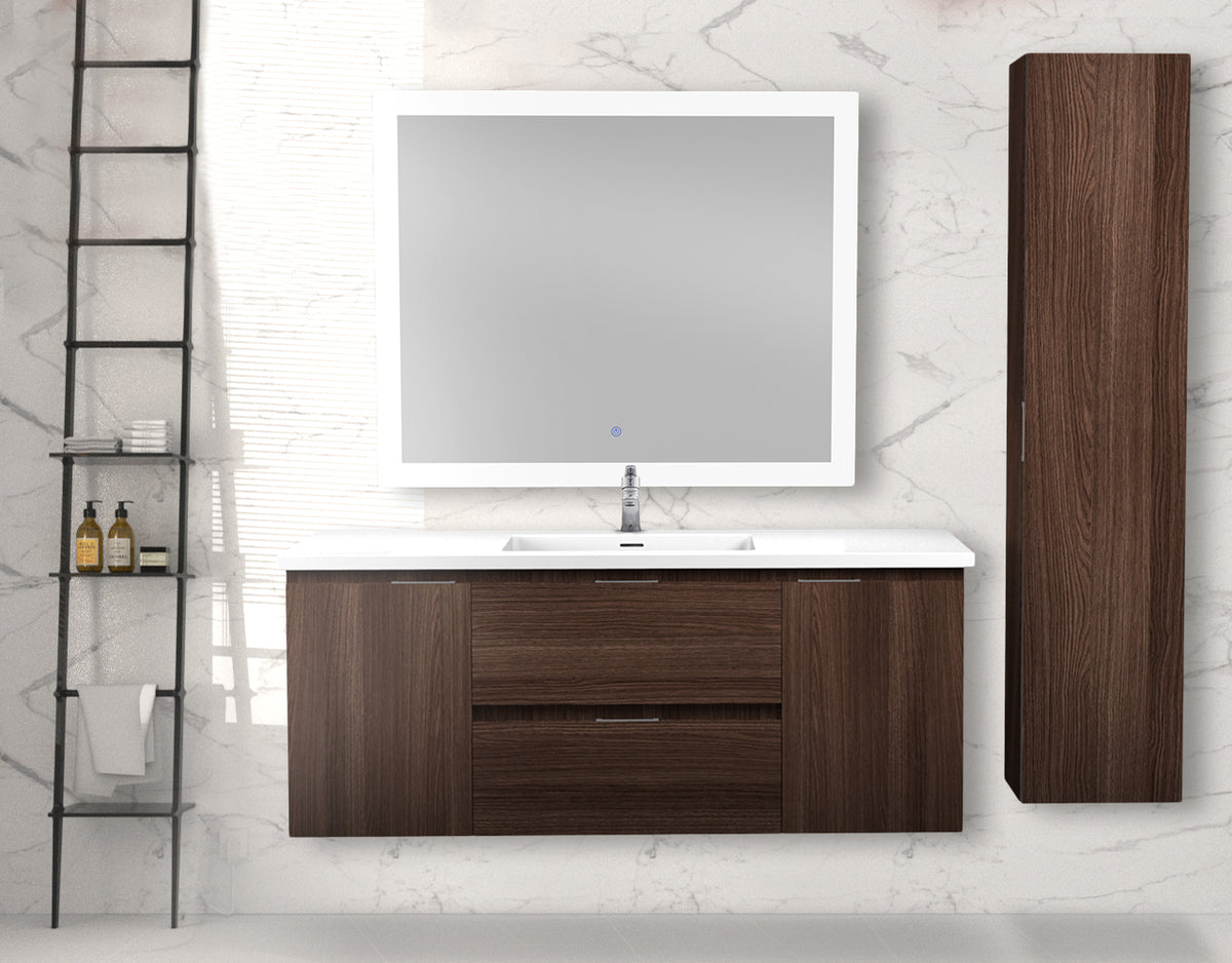 ANZZI Conques 48 in. W x 20 in. H x 18 in. D Bath Vanity Set in Dark Brown with Vanity Top in White with White Basin and Mirror