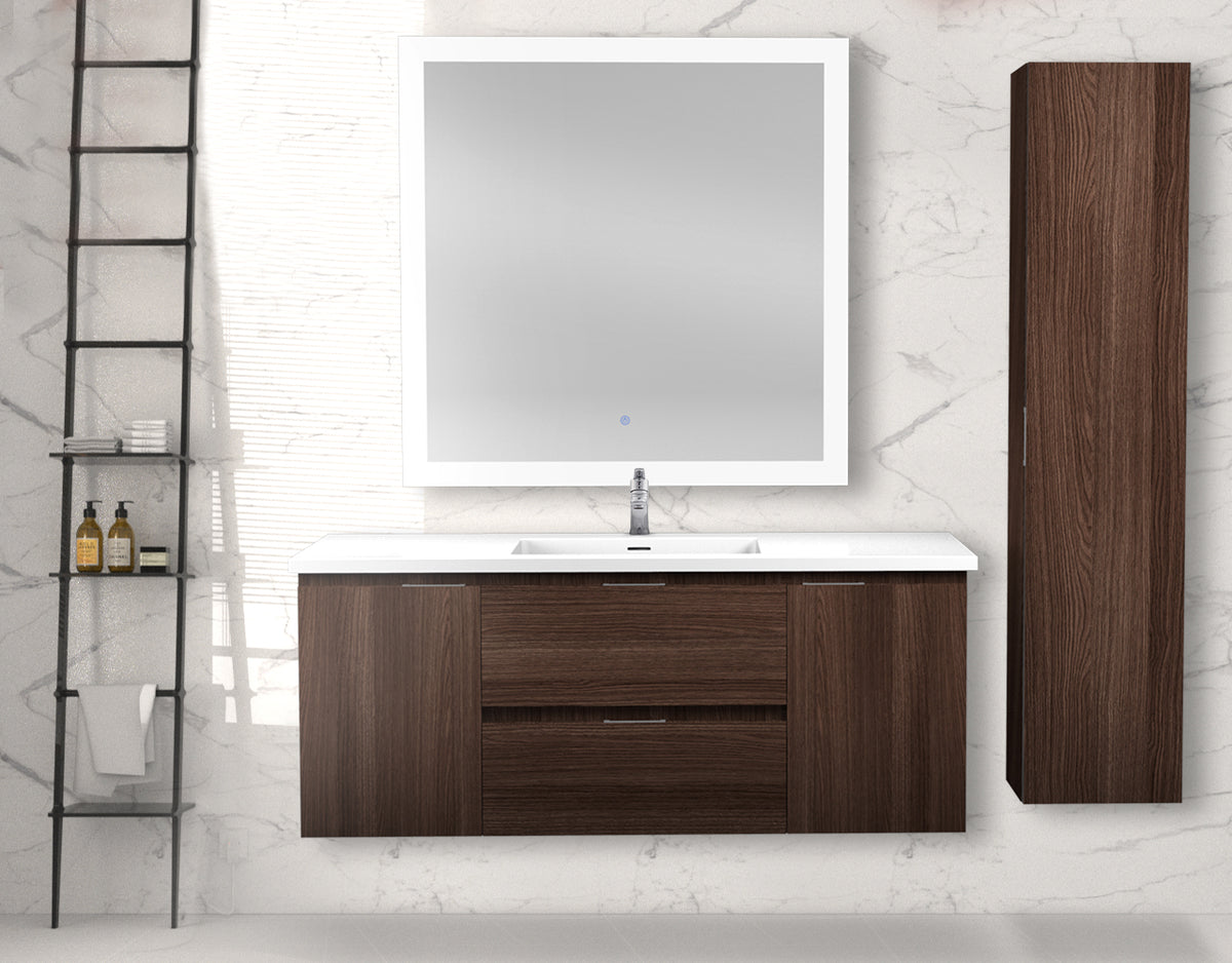 ANZZI Conques 48 in. W x 20 in. H x 18 in. D Bath Vanity Set in Dark Brown with Vanity Top in White with White Basin and Mirror