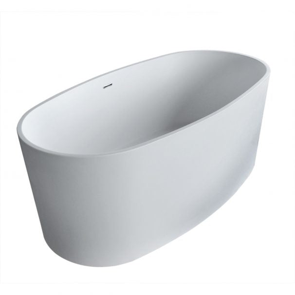 ANZZI BELLENTIN 5.1 Ft. Solid Surface Center Drain Freestanding Bathtub In Matte White