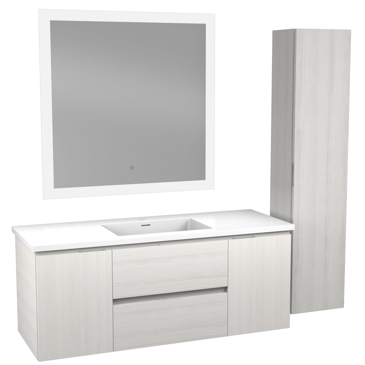 ANZZI Conques 48 in. W x 20 in. H x 18 in. D Bath Vanity Set in Rich White with Vanity Top in White with White Basin and Mirror