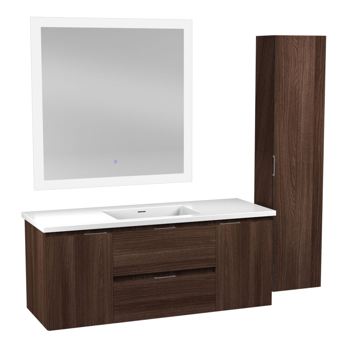 ANZZI Conques 48 in. W x 20 in. H x 18 in. D Bath Vanity Set in Dark Brown with Vanity Top in White with White Basin and Mirror