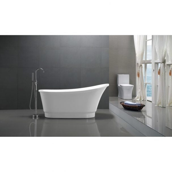 ANZZI PRIMA 67 IN. Acrylic Flatbottom Non-Whirlpool Bathtub In White