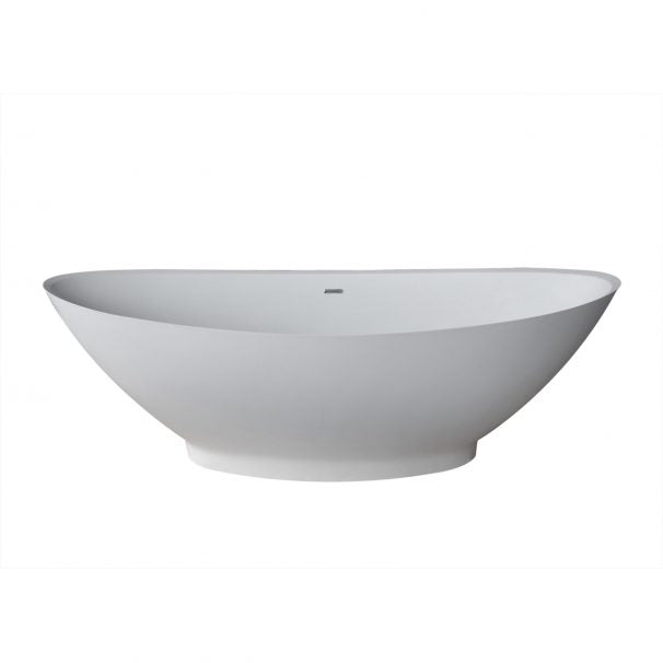 ANZZI MASOKO 6.2 Ft. Solid Surface Center Drain Freestanding Bathtub In Matte White