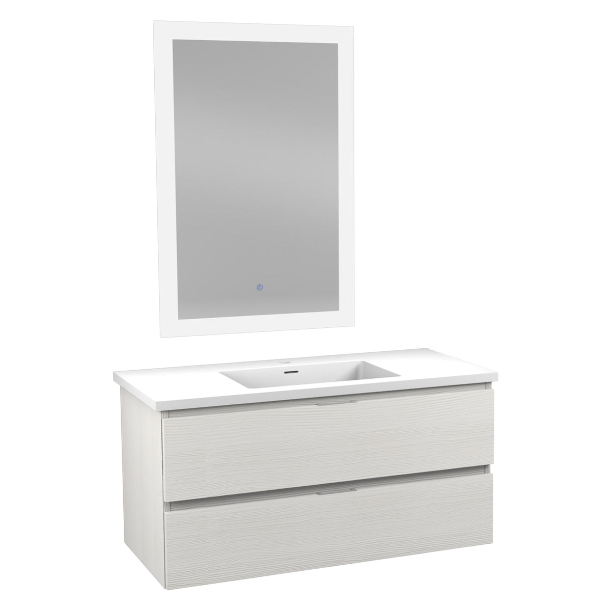 ANZZI Conques 39 in W x 20 in H x 18 in D Bath Vanity in Rich White with Cultured Marble Vanity Top in White with White Basin &amp; Mirror