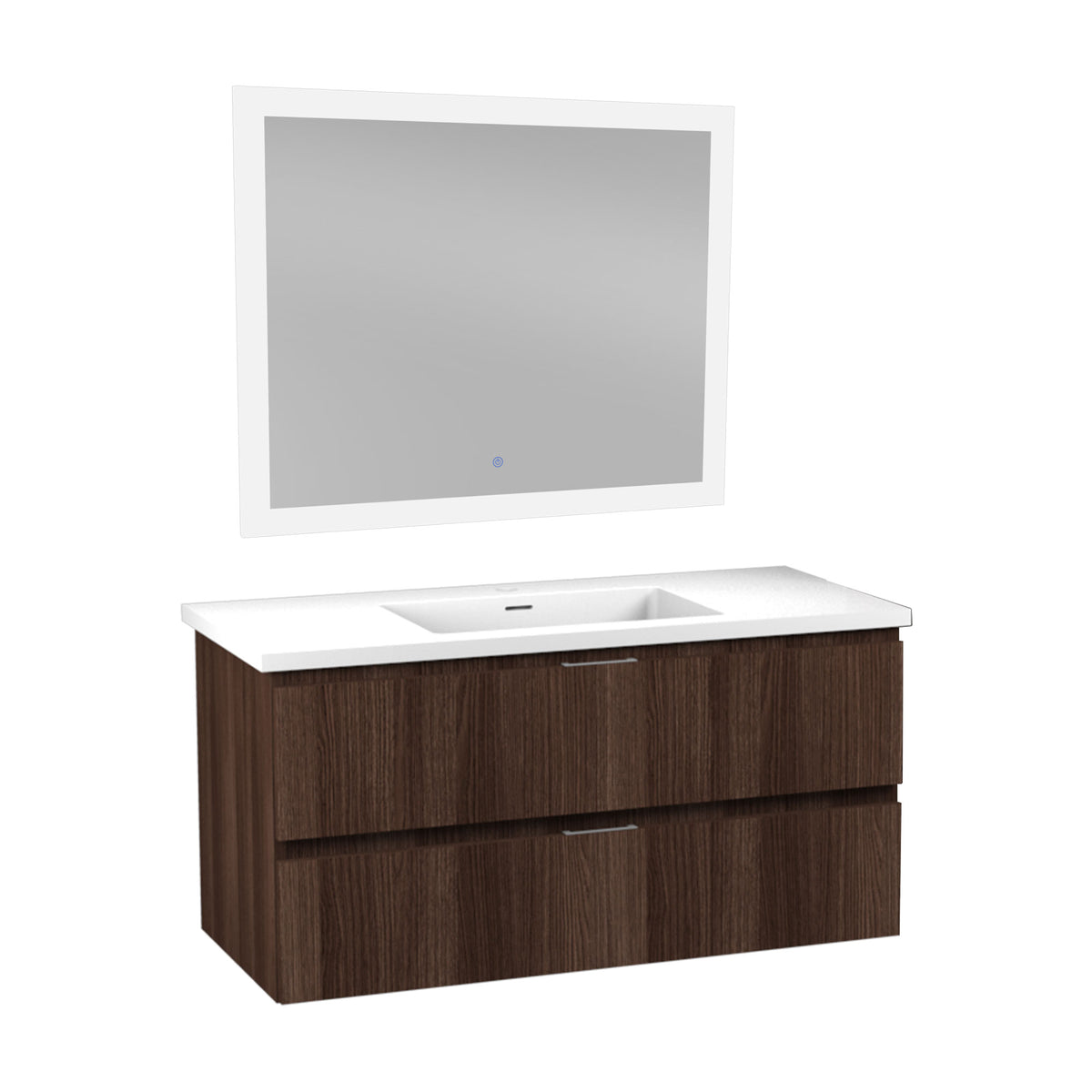 ANZZI Conques 39 in W x 20 in H x 18 in D Bath Vanity in Dark Brown with Cultured Marble Vanity Top in White with White Basin &amp; Mirror