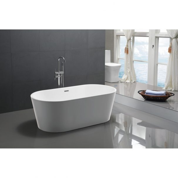 ANZZI CHAND SERIES 5.58 Ft. Freestanding Bathtub In White