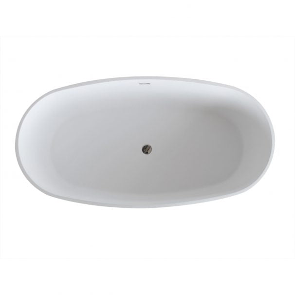 ANZZI BELLENTIN 5.1 Ft. Solid Surface Center Drain Freestanding Bathtub In Matte White