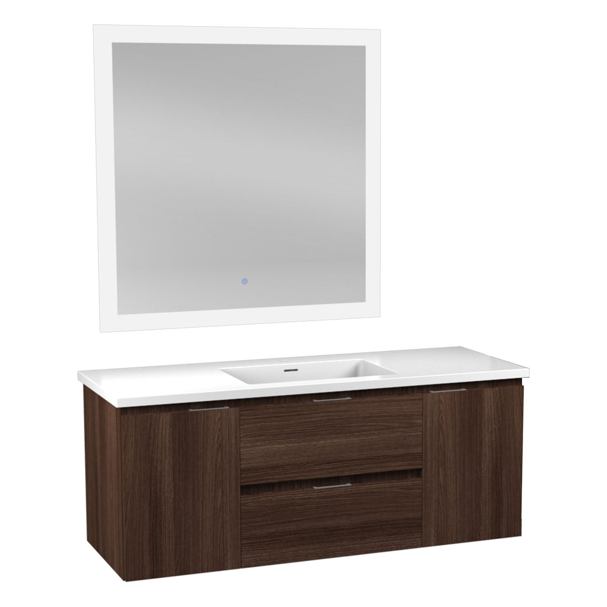 ANZZI Conques 48 in W x 20 in H x 18 in D Bath Vanity in Dark Brown with Cultured Marble Vanity Top in White with White Basin &amp; Mirror