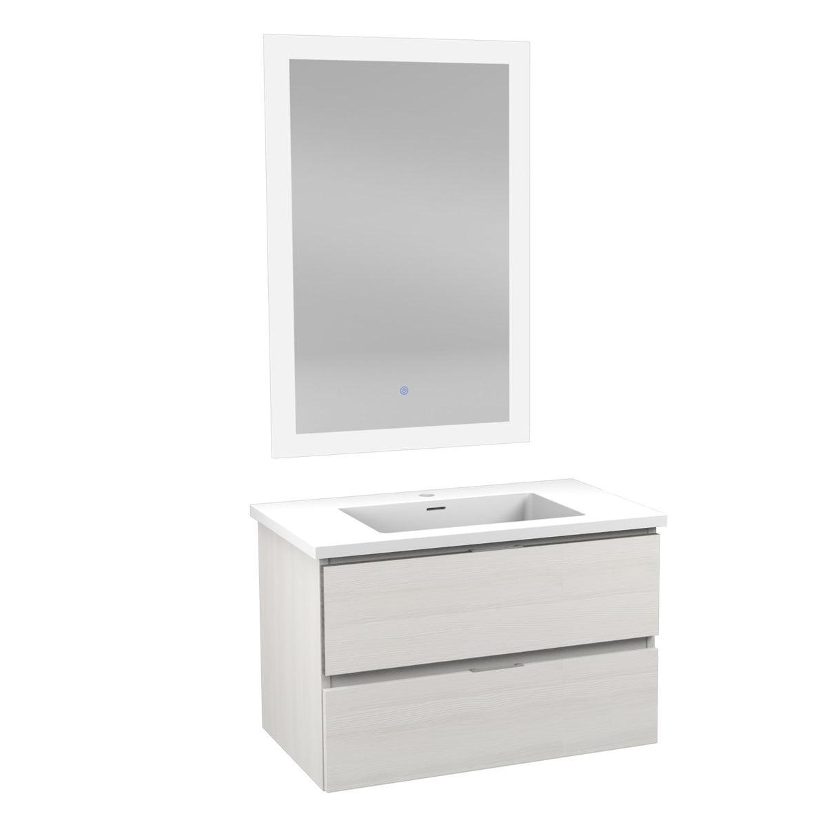 ANZZI Conques 30 in W x 20 in H x 18 in D Bath Vanity in Rich White with Cultured Marble Vanity Top in White with White Basin &amp; Mirror