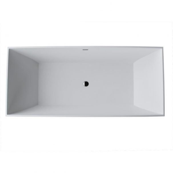 ANZZI KAYENGE 5.9 Ft. Solid Surface Center Drain Freestanding Bathtub In Matte White