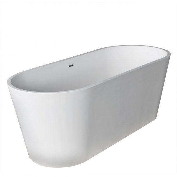 ANZZI KOSIMA 5.6 Ft. Solid Surface Center Drain Freestanding Bathtub In Matte White