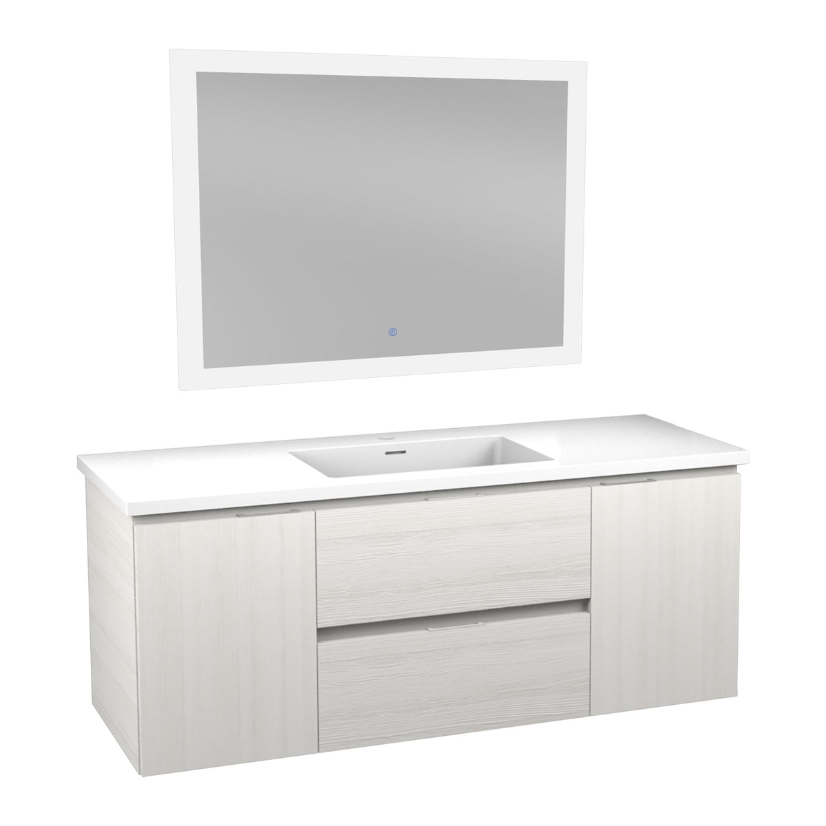 ANZZI Conques 48 in W x 20 in H x 18 in D Bath Vanity in Rich White with Cultured Marble Vanity Top in White with White Basin &amp; Mirror