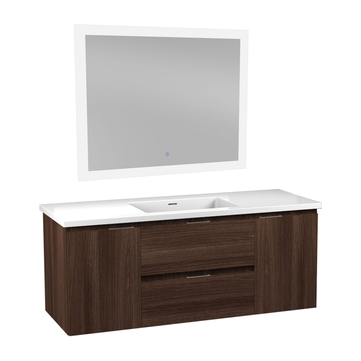 ANZZI Conques 48 in W x 20 in H x 18 in D Bath Vanity in Dark Brown with Cultured Marble Vanity Top in White with White Basin &amp; Mirror