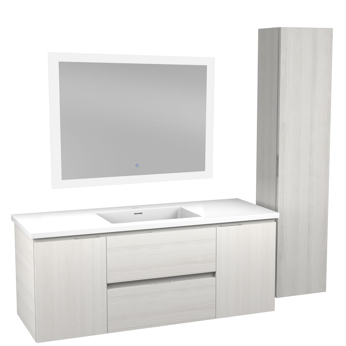 ANZZI Conques 48 in. W x 20 in. H x 18 in. D Bath Vanity Set in Rich White with Vanity Top in White with White Basin and Mirror