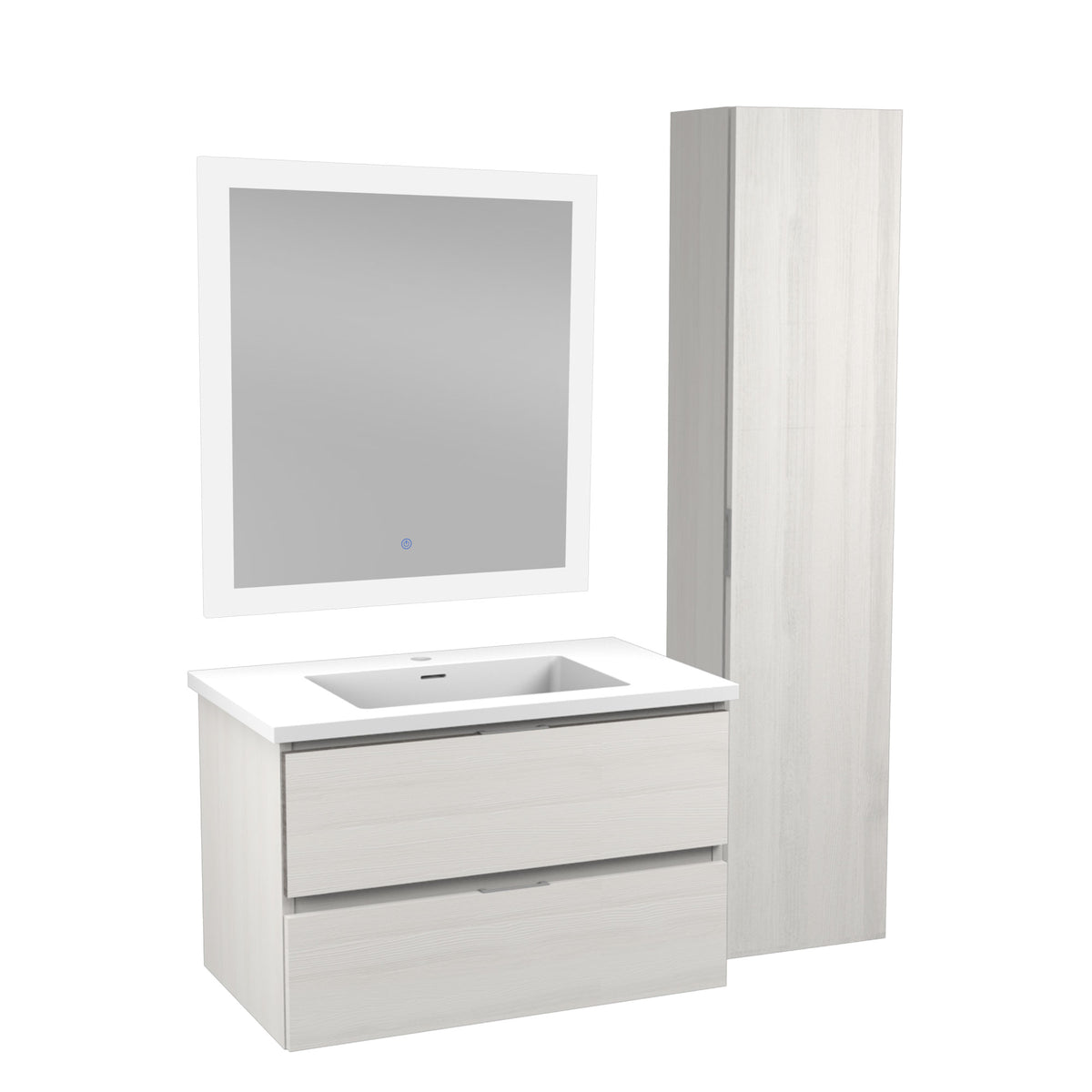 ANZZI Conques 30 in. W x 20 in. H x 18 in. D Bath Vanity Set in Rich White with Vanity Top in White with White Basin and Mirror