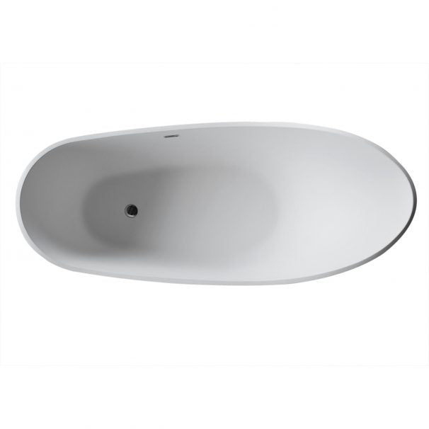 ANZZI TUASAVI 5.6 Ft. Solid Surface Center Drain Freestanding Bathtub In Matte White