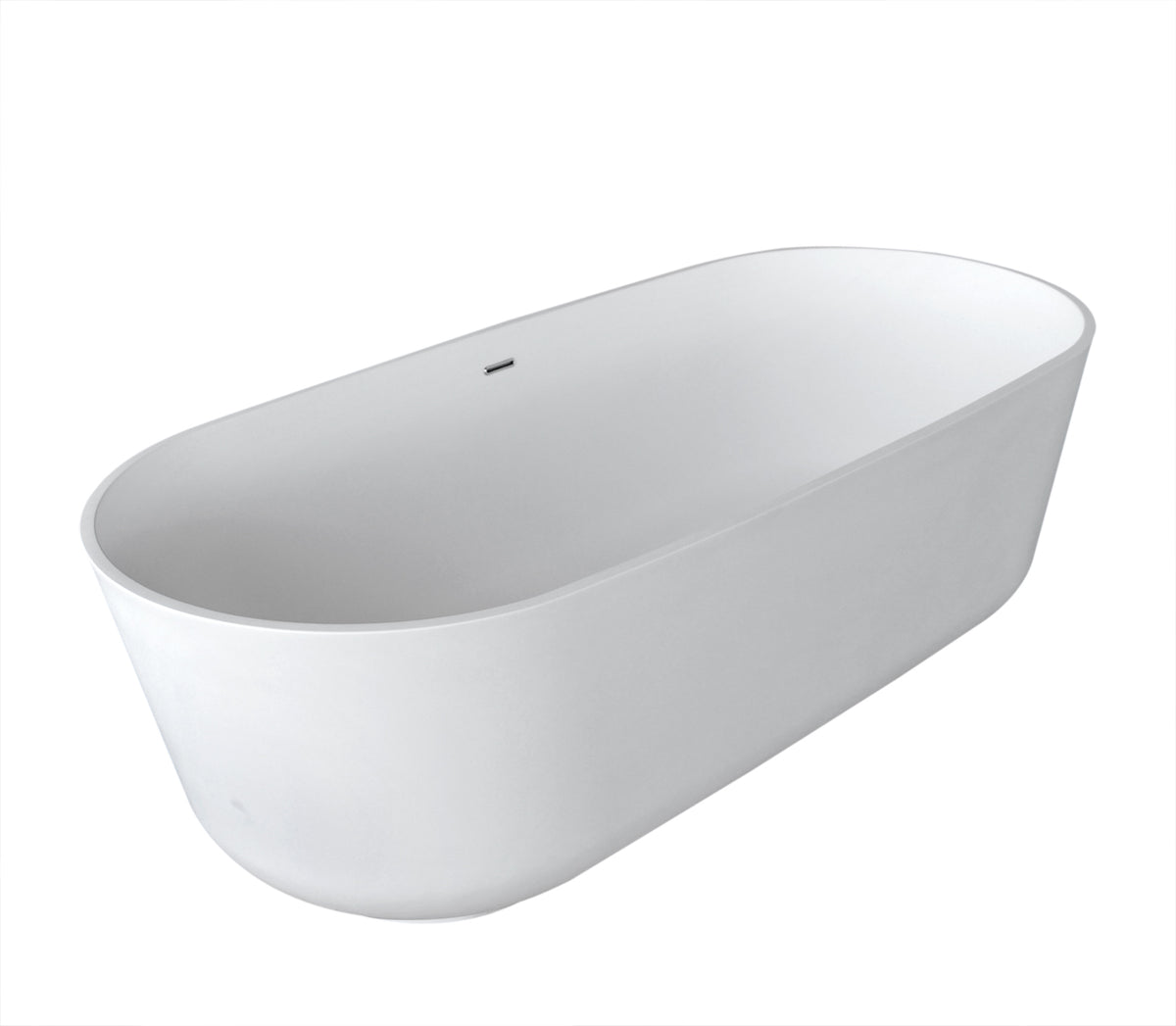 ANZZI BADI 5.9 ft Solid Surface Center Drain Freestanding Bathtub In Matte White