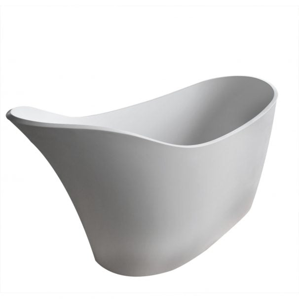 ANZZI TUASAVI 5.6 Ft. Solid Surface Center Drain Freestanding Bathtub In Matte White