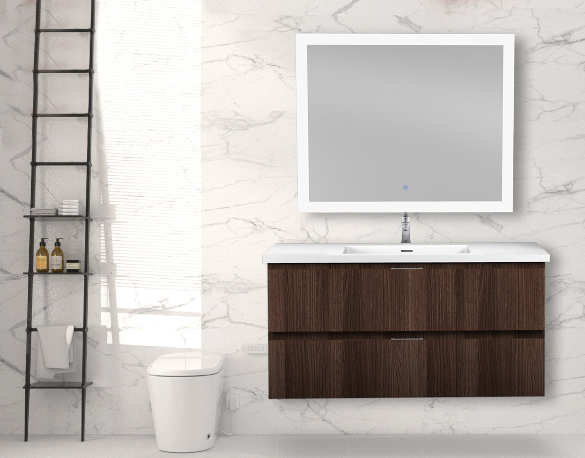 ANZZI Conques 39 in W x 20 in H x 18 in D Bath Vanity in Dark Brown with Cultured Marble Vanity Top in White with White Basin &amp; Mirror