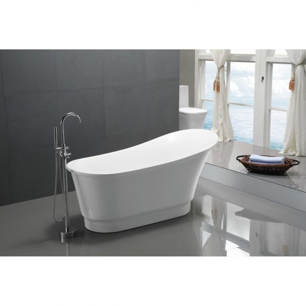 ANZZI PRIMA 67 IN. Acrylic Flatbottom Non-Whirlpool Bathtub In White