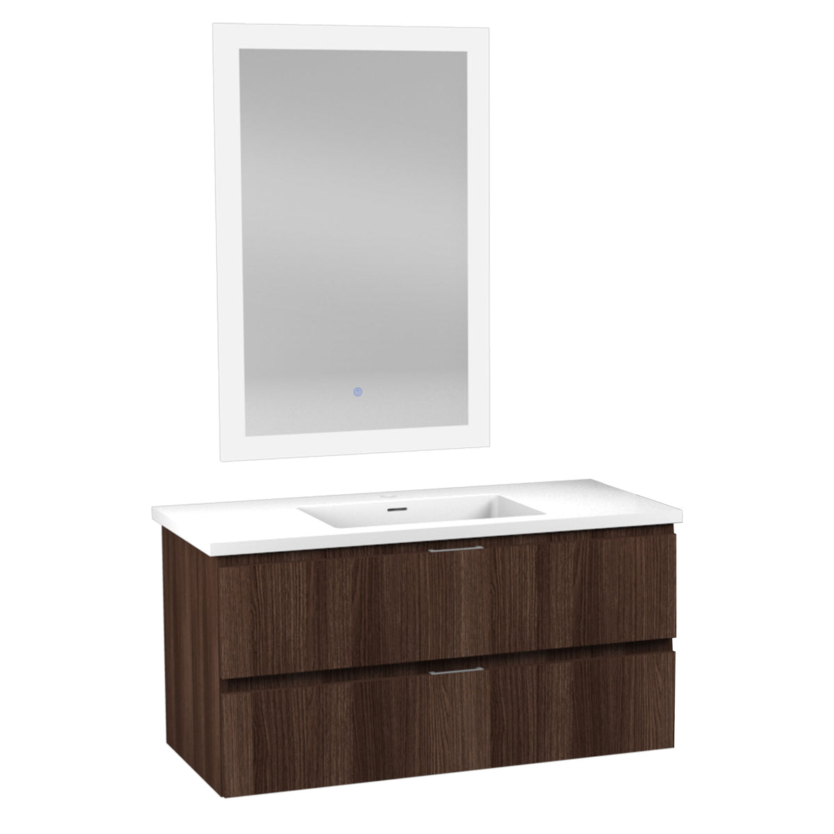 ANZZI Conques 39 in W x 20 in H x 18 in D Bath Vanity in Dark Brown with Cultured Marble Vanity Top in White with White Basin &amp; Mirror