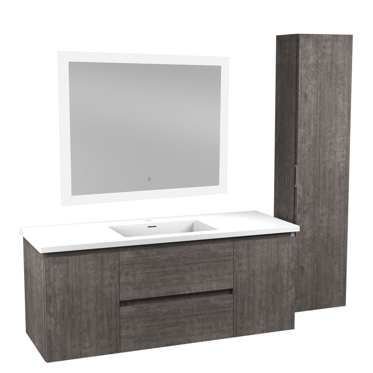 ANZZI Conques 48 in. W x 20 in. H x 18 in. D Bath Vanity Set in Rich Gray with Vanity Top in White with White Basin and Mirror