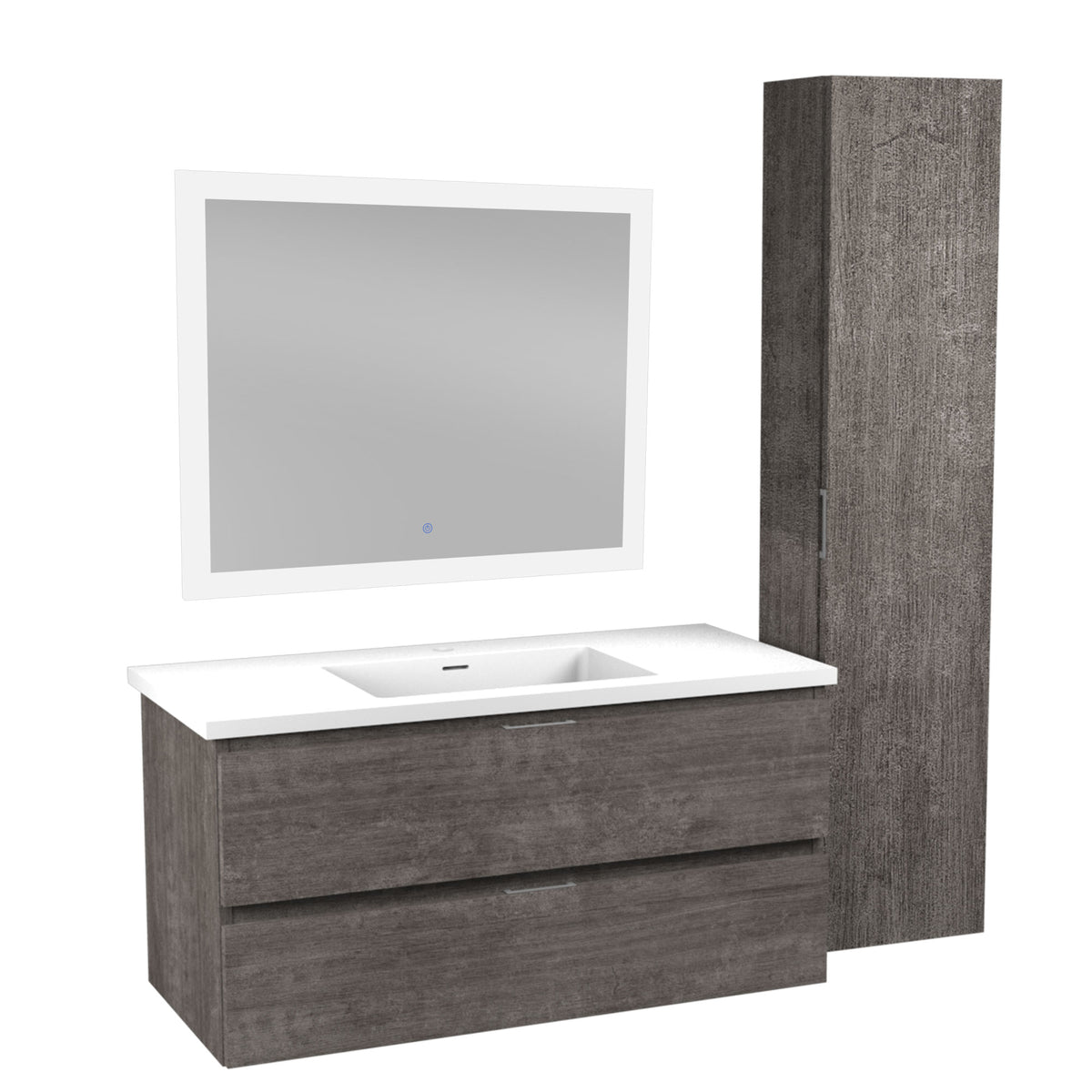 ANZZI Conques 39 in. W x 20 in. H x 18 in. D Bath Vanity Set in Rich Gray with Vanity Top in White with White Basin and Mirror