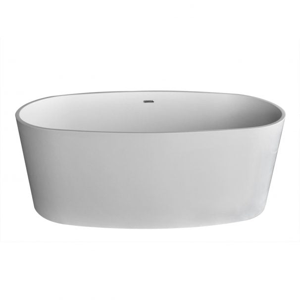 ANZZI BELLENTIN 5.1 Ft. Solid Surface Center Drain Freestanding Bathtub In Matte White