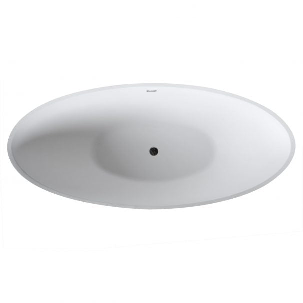 ANZZI MASOKO 6.2 Ft. Solid Surface Center Drain Freestanding Bathtub In Matte White