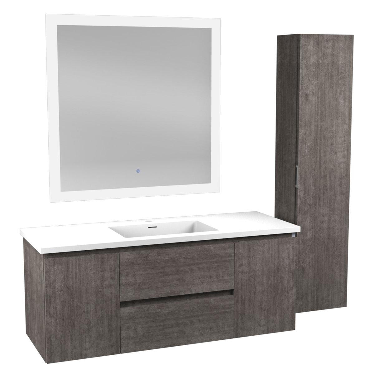 ANZZI Conques 48 in. W x 20 in. H x 18 in. D Bath Vanity Set in Rich Gray with Vanity Top in White with White Basin and Mirror