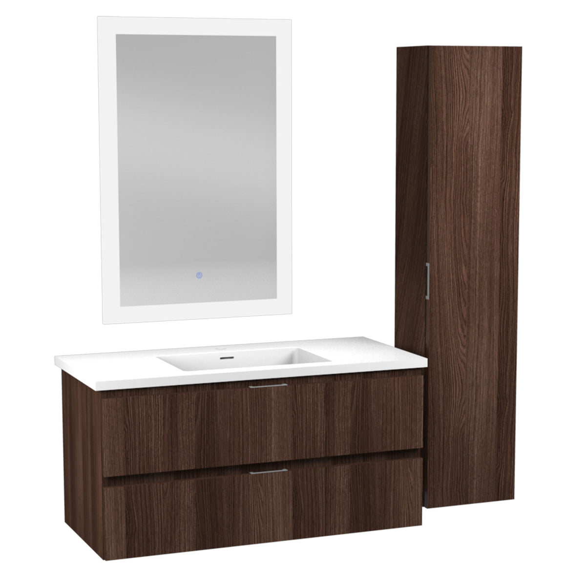 ANZZI Conques 39 in. W x 20 in. H x 18 in. D Bath Vanity Set in Dark Brown with Vanity Top in White with White Basin and Mirror