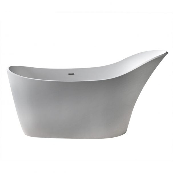 ANZZI TUASAVI 5.6 Ft. Solid Surface Center Drain Freestanding Bathtub In Matte White