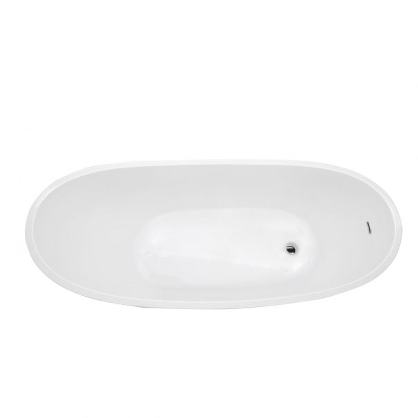 ANZZI STRATUS 5.6 Ft. Acrylic Reversible Drain Freestanding Bathtub In Glossy White