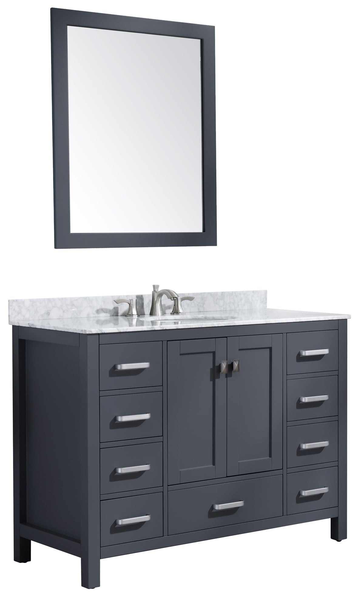 ANZZI Chateau 48 in. W x 22 in. D Bathroom Bath Vanity Set in Gray with Carrara Marble Top with White Sink