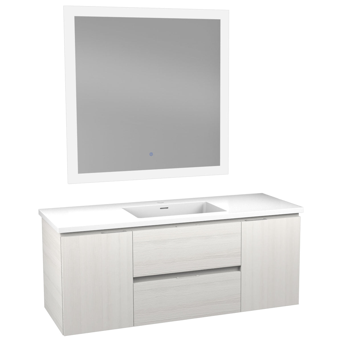 ANZZI Conques 48 in W x 20 in H x 18 in D Bath Vanity in Rich White with Cultured Marble Vanity Top in White with White Basin &amp; Mirror