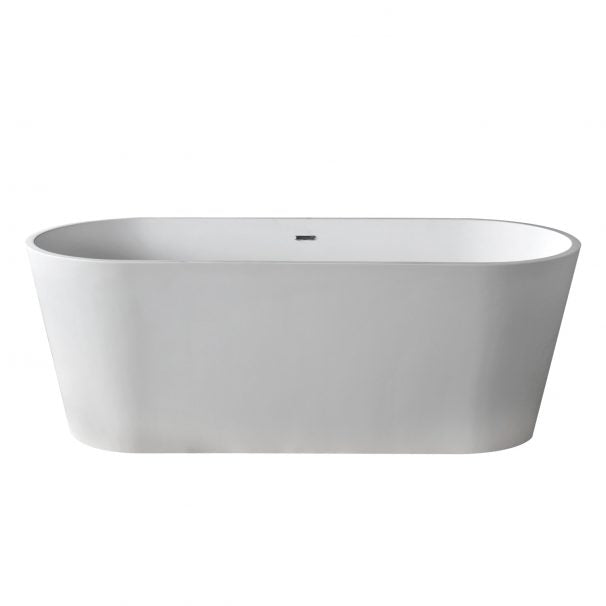 ANZZI KOSIMA 5.6 Ft. Solid Surface Center Drain Freestanding Bathtub In Matte White