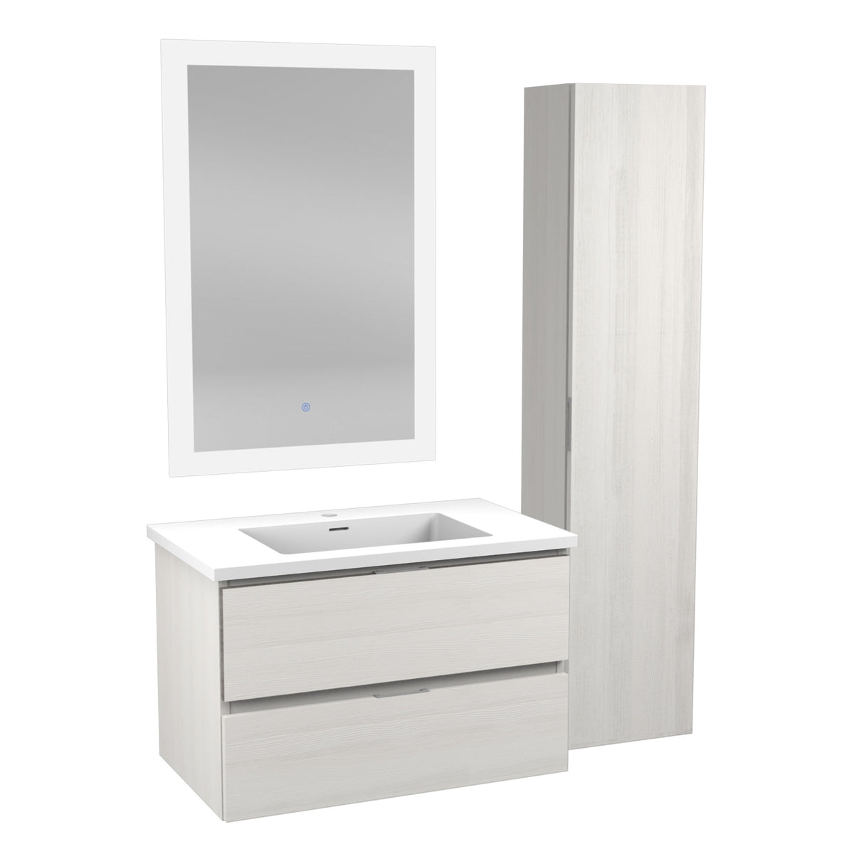 ANZZI Conques 30 in. W x 20 in. H x 18 in. D Bath Vanity Set in Rich White with Vanity Top in White with White Basin and Mirror