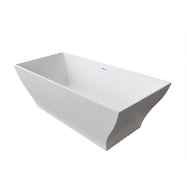 ANZZI KAYENGE 5.9 Ft. Solid Surface Center Drain Freestanding Bathtub In Matte White