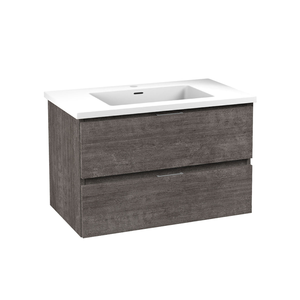 ANZZI Conques 30 in W x 20 in H x 18 in D Bath Vanity in Rich Grey with Cultured Marble Vanity Top in White with White Basin