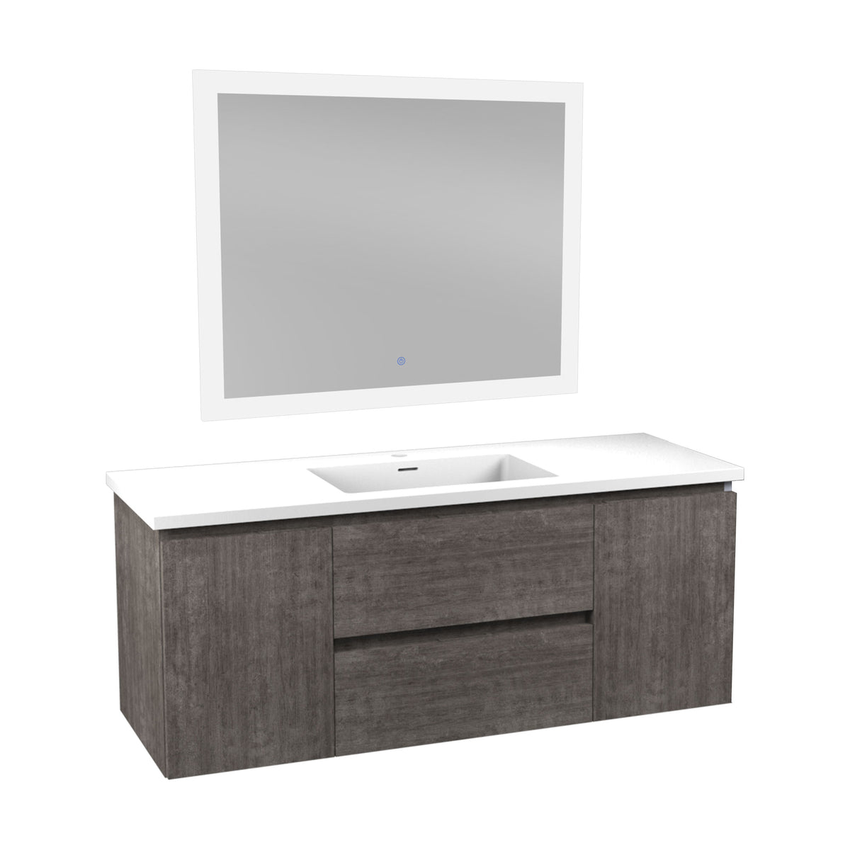 ANZZI Conques 48 in W x 20 in H x 18 in D Bath Vanity in Rich Grey with Cultured Marble Vanity Top in White with White Basin &amp; Mirror