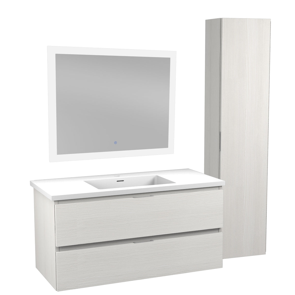 ANZZI Conques 39 in. W x 20 in. H x 18 in. D Bath Vanity Set in Rich White with Vanity Top in White with White Basin and Mirror