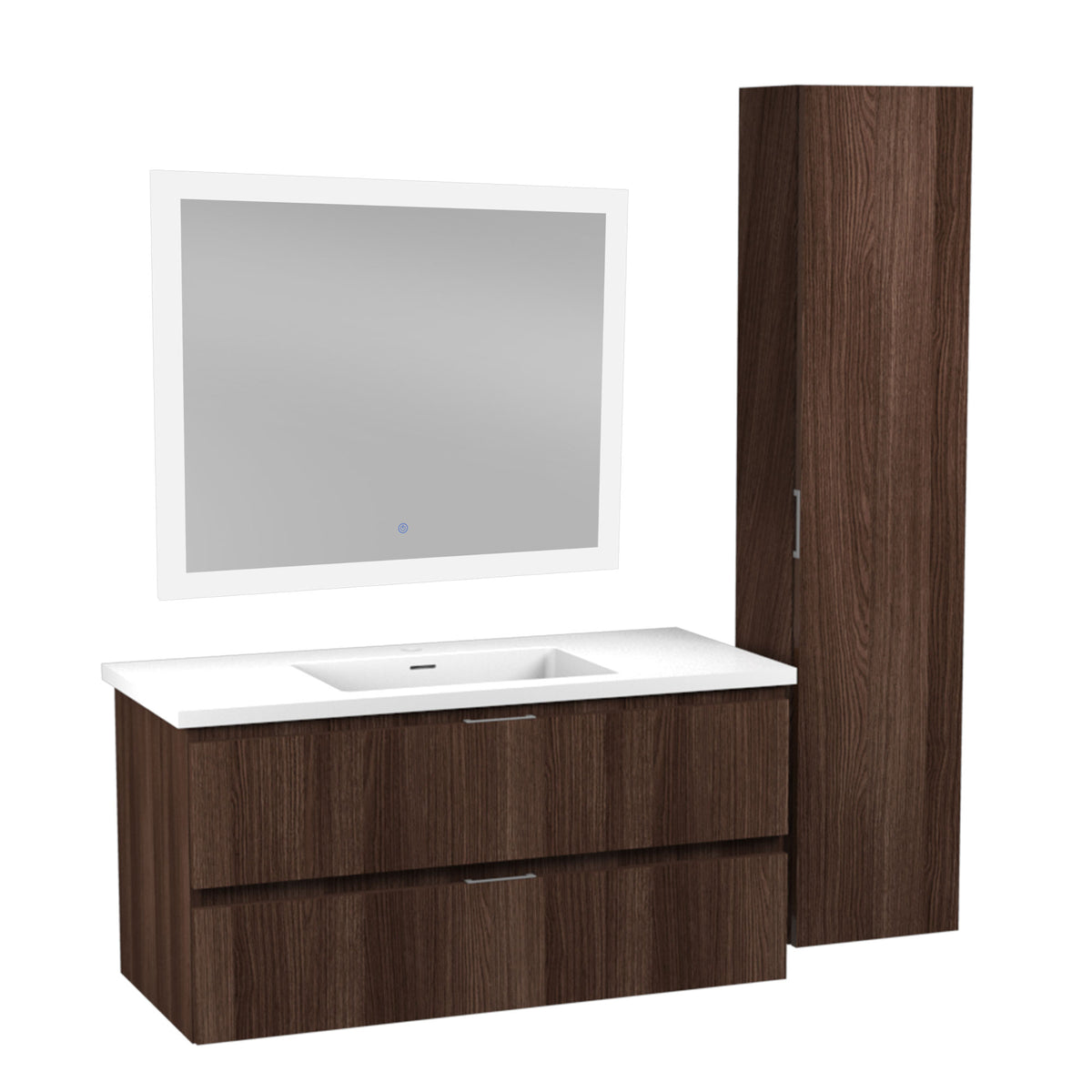 ANZZI Conques 39 in. W x 20 in. H x 18 in. D Bath Vanity Set in Dark Brown with Vanity Top in White with White Basin and Mirror