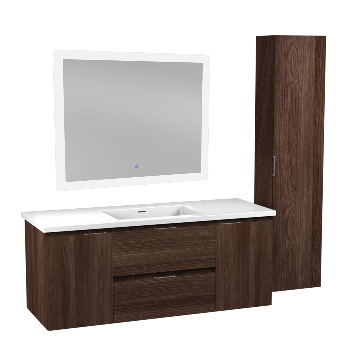 ANZZI Conques 48 in. W x 20 in. H x 18 in. D Bath Vanity Set in Dark Brown with Vanity Top in White with White Basin and Mirror