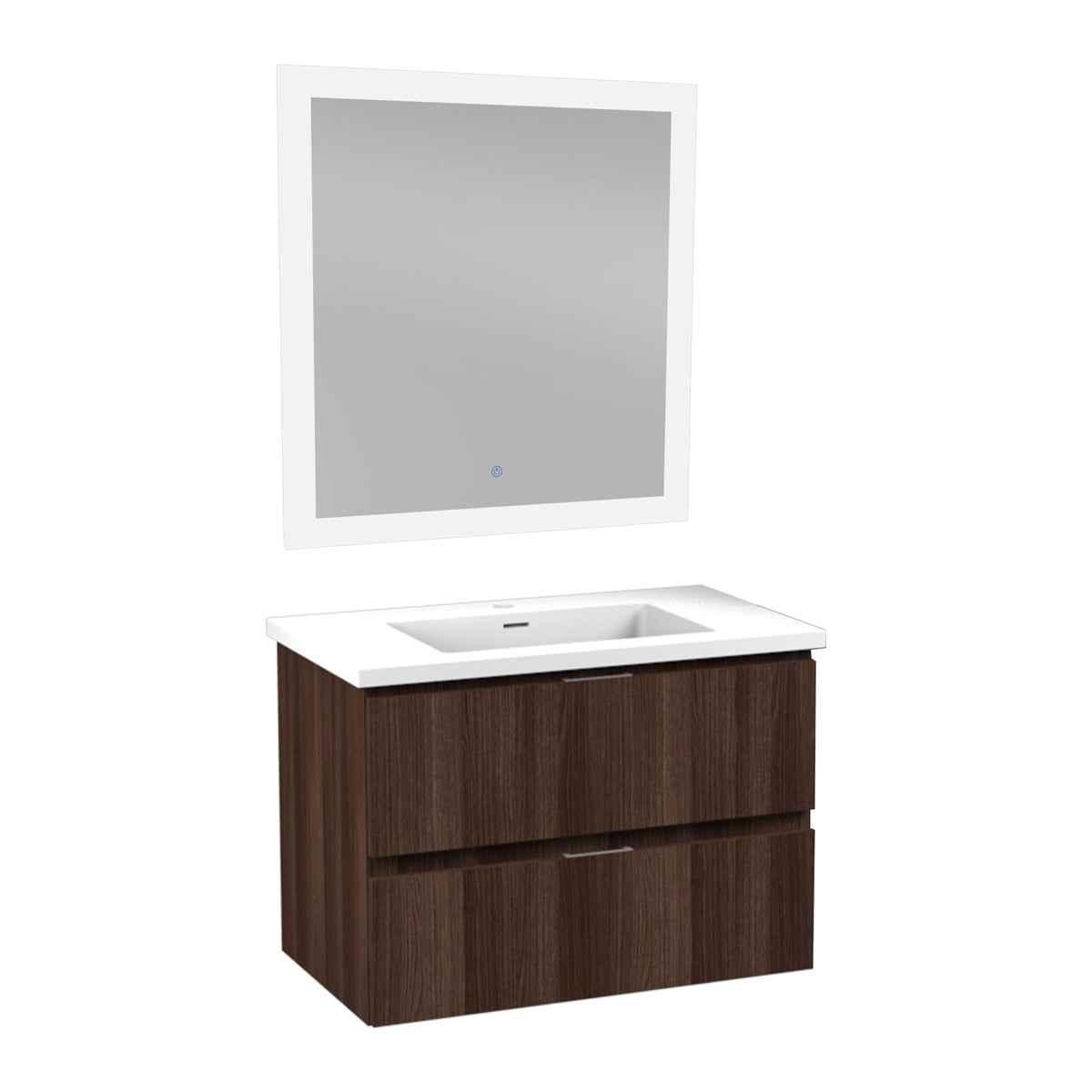 ANZZI Conques 30 in W x 20 in H x 18 in D Bath Vanity in Dark Brown with Cultured Marble Vanity Top in White with White Basin &amp; Mirror