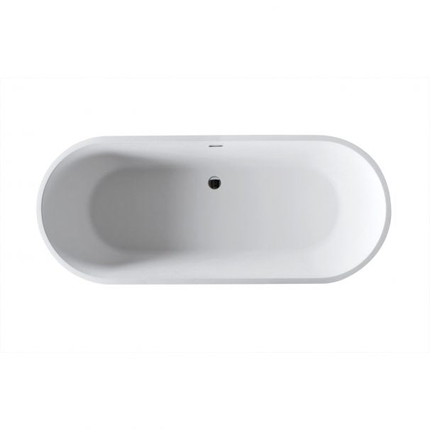 ANZZI KOSIMA 5.6 Ft. Solid Surface Center Drain Freestanding Bathtub In Matte White