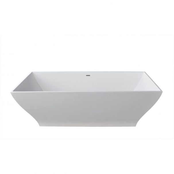 ANZZI KAYENGE 5.9 Ft. Solid Surface Center Drain Freestanding Bathtub In Matte White