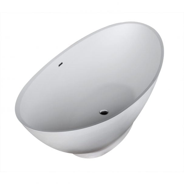 ANZZI MASOKO 6.2 Ft. Solid Surface Center Drain Freestanding Bathtub In Matte White